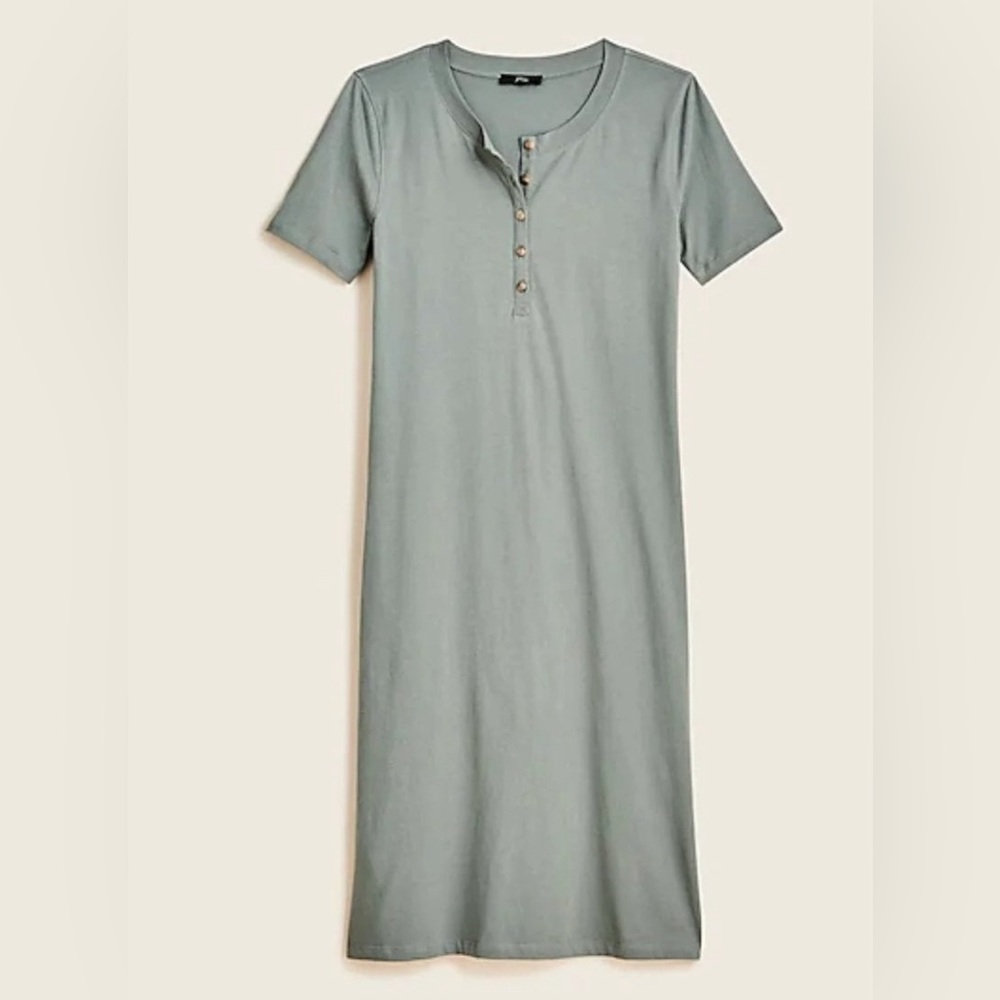 NWT J. Crew Midi Henley Knit T-shirt Dress Women’s XS Slate Green